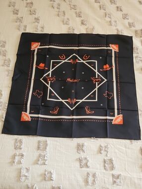 Whataburger Brand, Texas Navy & Orange Western Print Square Scarf